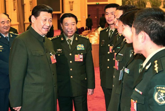 中共中央總書(shū)記、中共中央軍委主席習(xí)近平出席十二屆全國(guó)人大一次會(huì)議解放軍代表團(tuán)全體會(huì)議并發(fā)表重要講話。