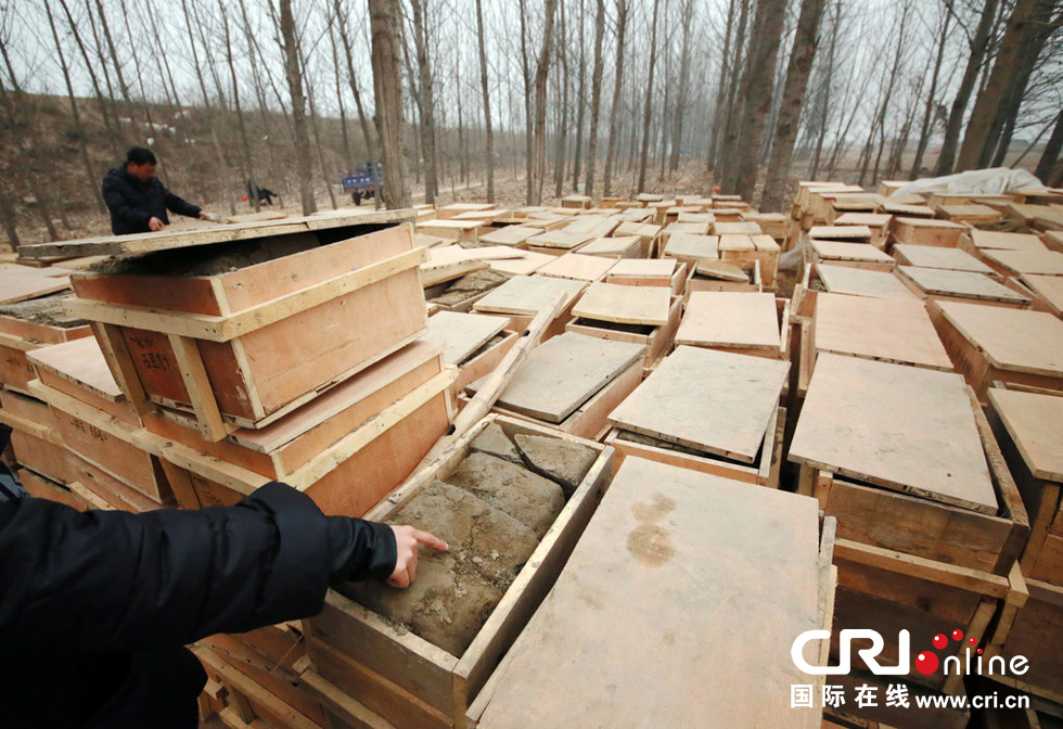 2014年1月6日，河南洛陽(yáng)古沉船發(fā)掘現(xiàn)場(chǎng)，古船周圍和船上清理出來(lái)的青膏泥已被打包入箱。