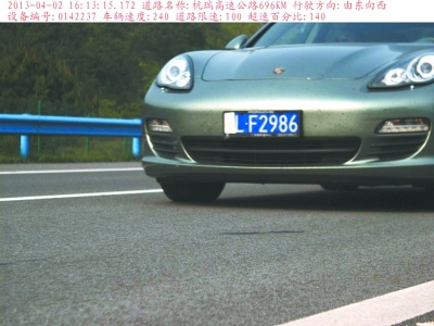 　保時捷飆車被拍瞬間。湖北省高警總隊供圖