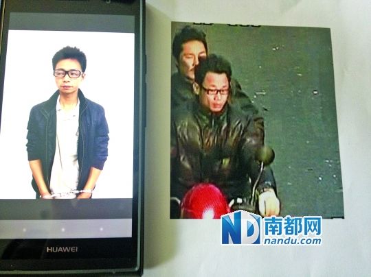 叉車司機(jī)肖東。飛車搶奪嫌疑人(戴眼鏡者)。