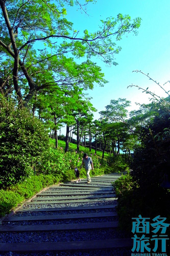 很多父母會(huì)帶著孩子在步行道漫步。