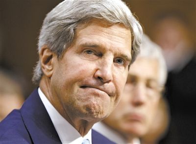 3日，克里在參院聽證會上。