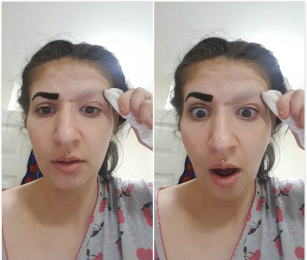 搞笑！女子誤用文眉藥劑導致眉毛不翼而飛