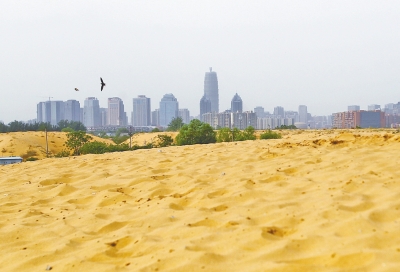 鄭州龍湖邊現(xiàn)人造沙漠 風起揚沙坑苦附近居民