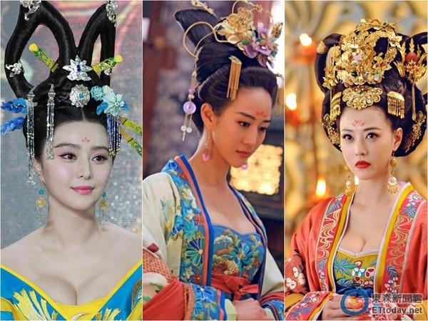 范冰冰、張鈞甯、周海媚，在《武媚娘》中爆乳演出