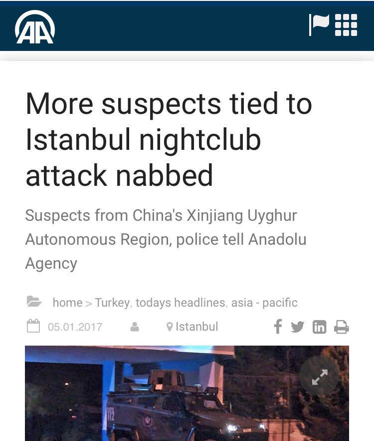 香港東網(wǎng)1月5日晚間報(bào)道稱，土耳其伊斯坦布爾元旦恐襲才發(fā)生數(shù)日，西部城市伊茲密爾周四發(fā)生汽車炸彈襲擊，至少11人受傷，當(dāng)中1人重傷，有目擊者稱現(xiàn)場(chǎng)傳出槍聲，警方證實(shí)4人死亡，包括2名行兇者及1名警員和法院職員。事發(fā)后不久，土耳其國(guó)營(yíng)媒體阿納多盧通訊社報(bào)道稱，該國(guó)警察拘押了幾人，他們是來(lái)自中國(guó)。